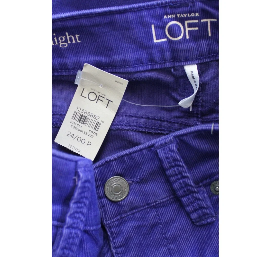 Ann Taylor LOFT Retro Purple Modern Straight Courduory Pants 00 24 Petite - Picture 6 of 6